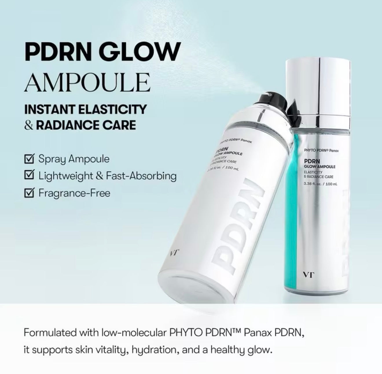 VT - PDRN Reedle Glow Ampoule - 100ml | Suero Potenciador De Luminosidad Y Regeneración Celular Con PDRN Y Tecnología Reedle Shot
