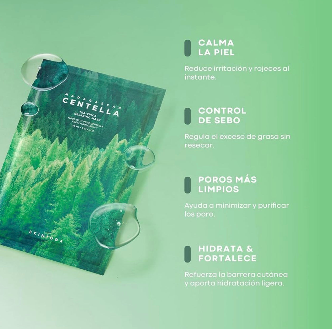 SKIN1004 - Madagascar Centella Tea-Trica Relaxing Mask - 1pz | Mascarilla Facial Calmante Y Equilibrante Para Piel Con Tendencia Acneica