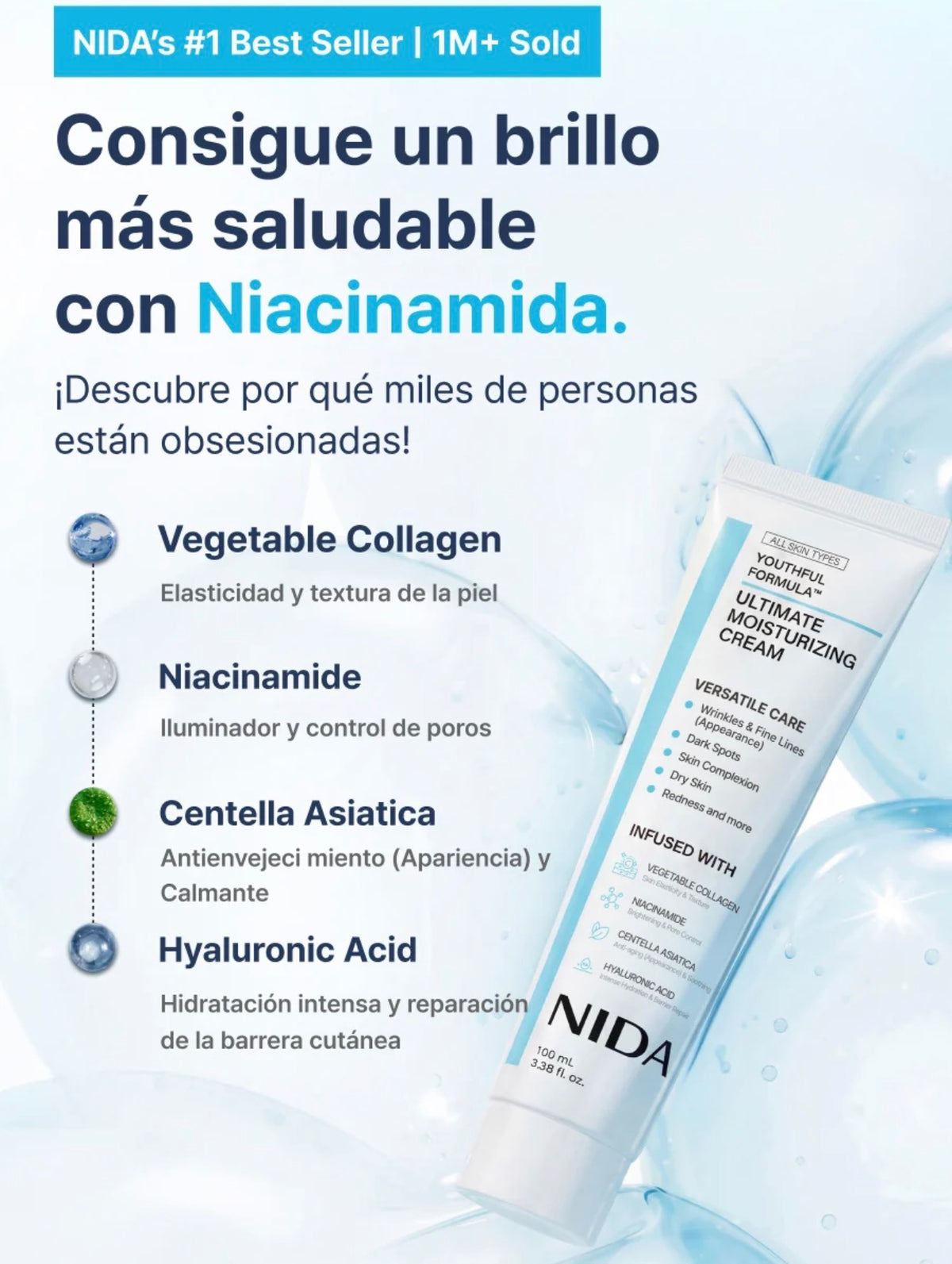 NIDA - Youthful Formula Ultimate Moisturizing Cream - 100ml | Crema Facial Hidratante y Reafirmante
