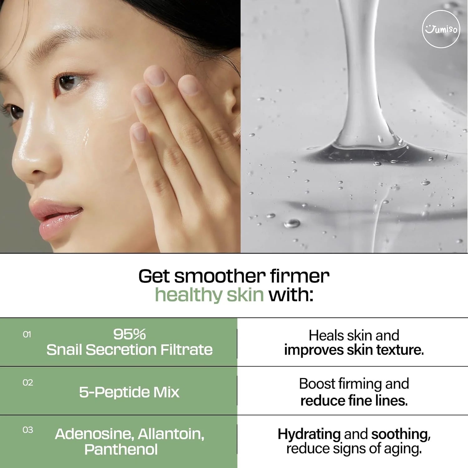Jumiso - Snail Mucin 95 + Peptide Facial Essence - 140ml | Esencia Facial Reparadora y Reafirmante
