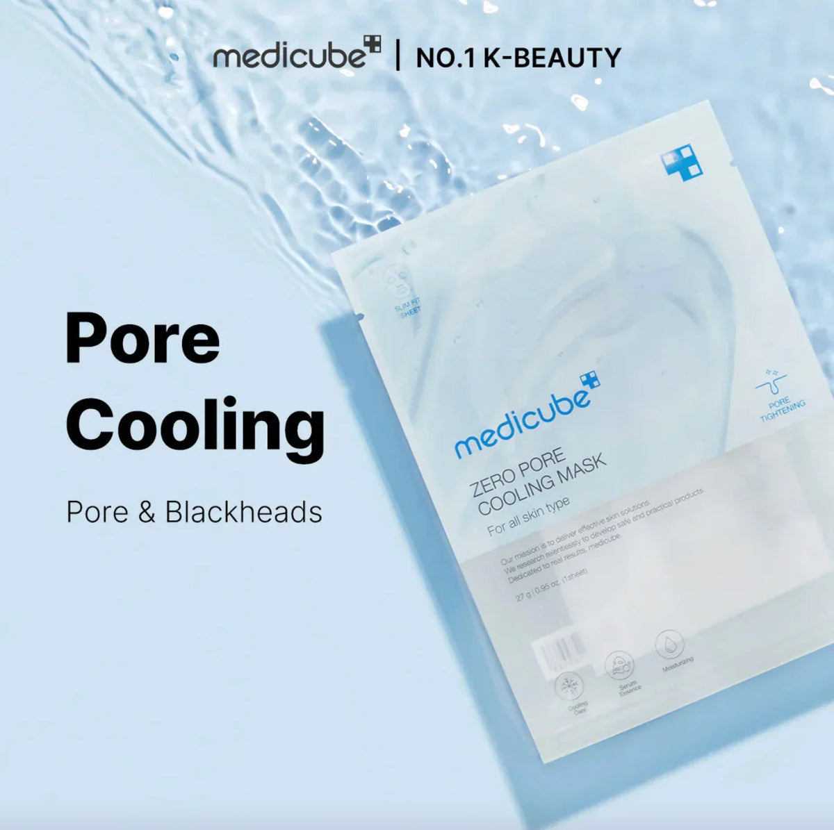 Medicube - Zero Pore Cooling Mask - 1 pieza | Mascarilla Facial Refrescante que Minimiza Poros