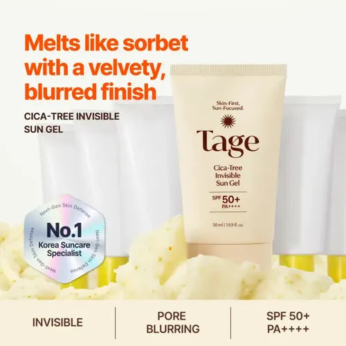 TAGE - Cica-Tree Invisible Sun Gel SPF50+ - 50ml | Protector Solar Facial Invisible y Ligero