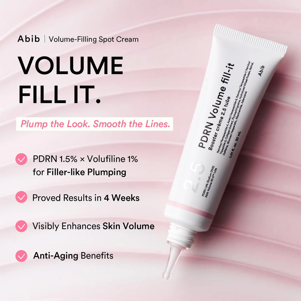 Abib - PDRN Volume Fill-it Booster Crème 2.5 Tube - 30ml | Crema Facial Voluminizadora e Hidratante