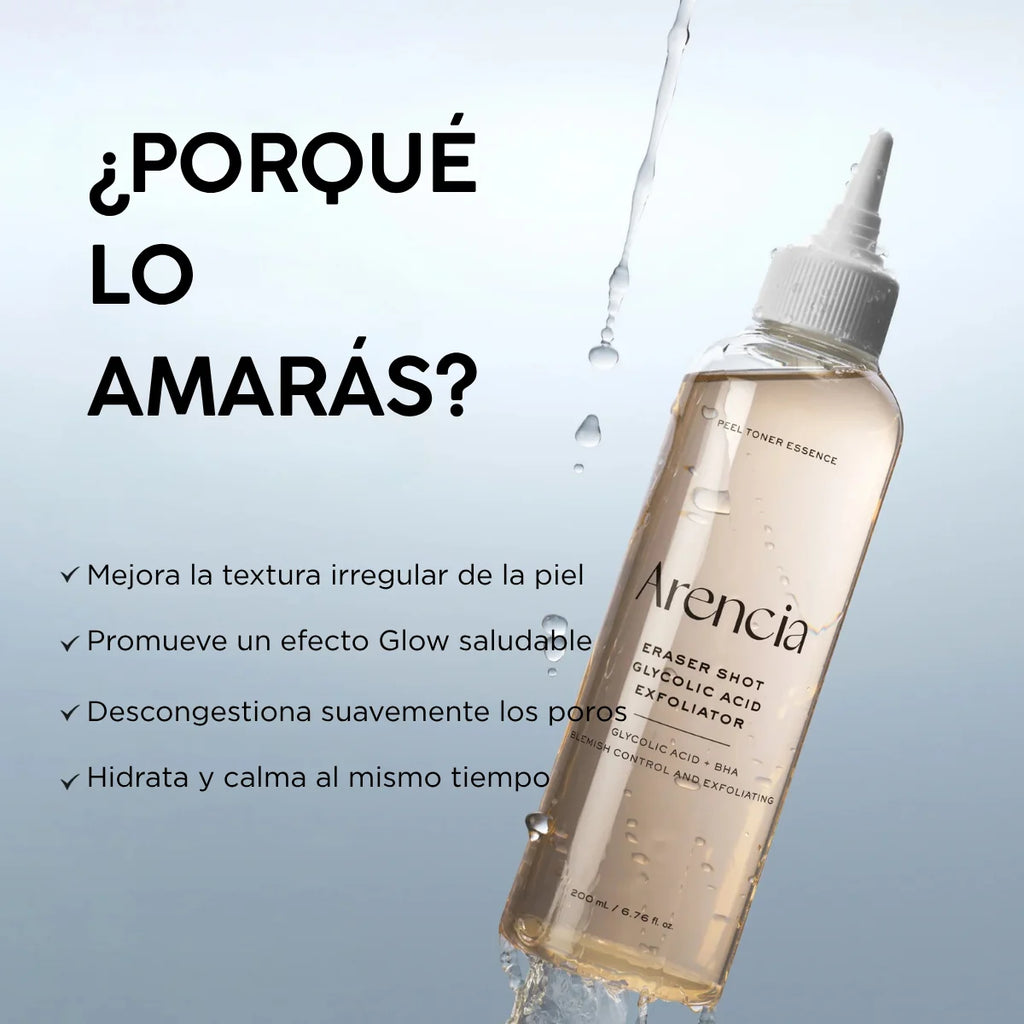 Arencia - Eraser Shot Glycolic Acid Exfoliator - 200ml | Exfoliante Facial con Ácido Glicólico