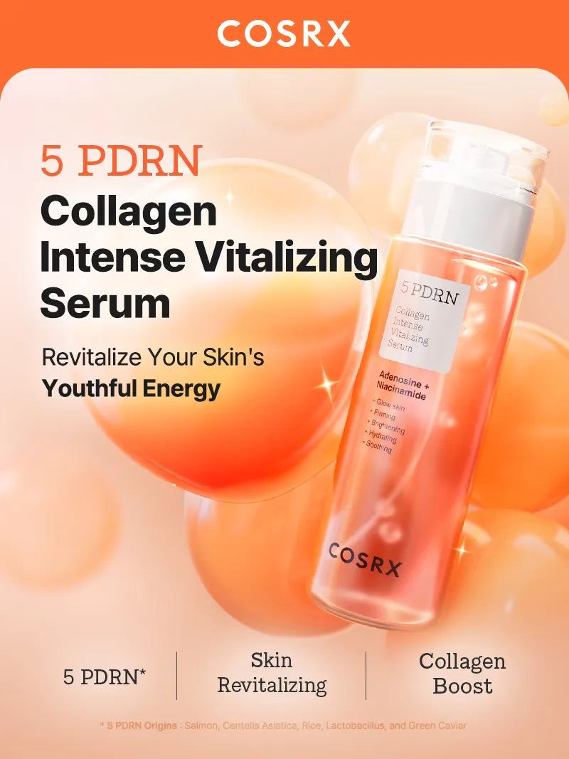 COSRX - 5 PDRN Collagen Intense Revitalizing Serum - 100ml | Sérum Facial Revitalizante e Hidratante