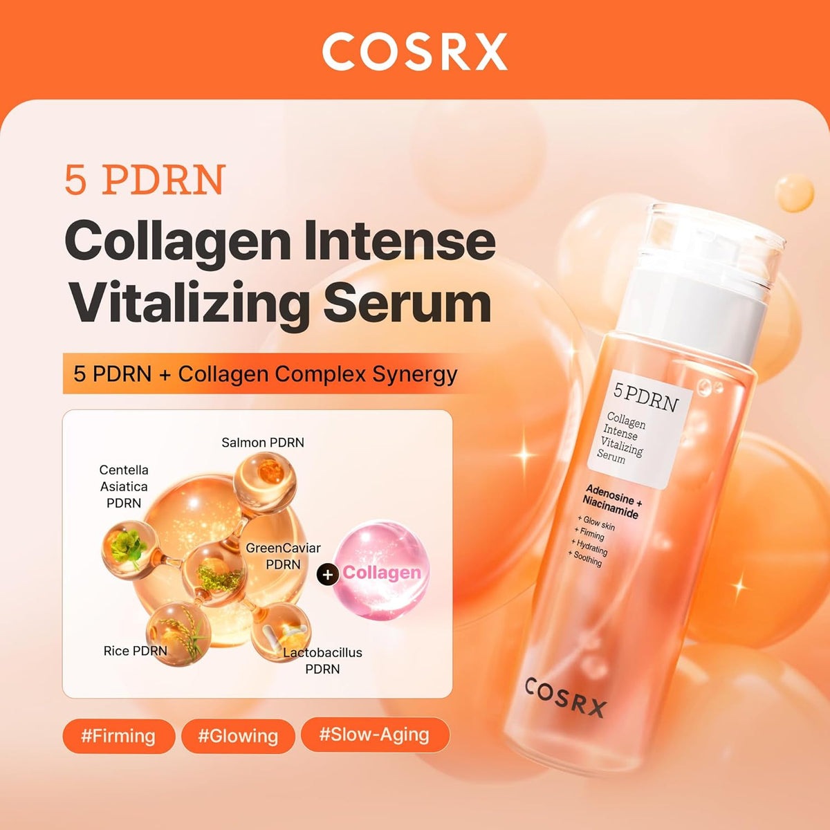COSRX - 5 PDRN Collagen Intense Revitalizing Serum - 100ml | Sérum Facial Revitalizante e Hidratante