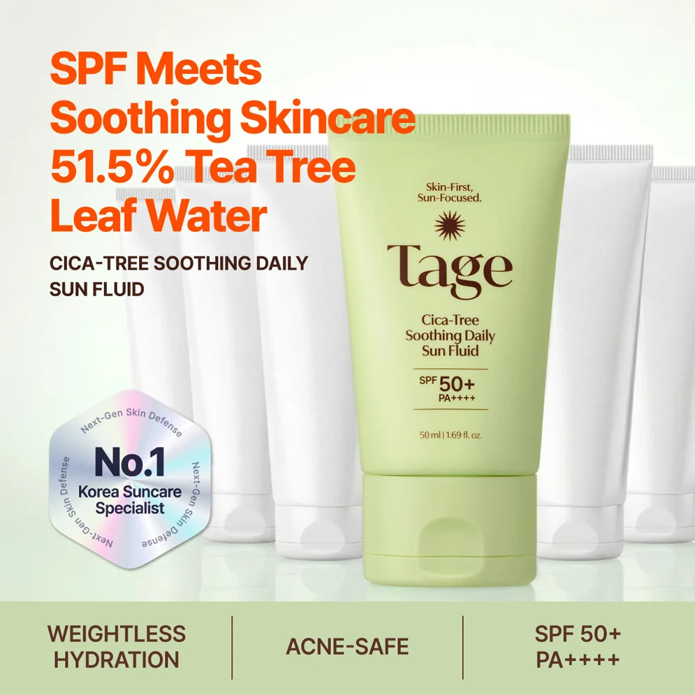 TAGE - Cica-Tree Soothing Daily Sun Fluid SPF50+ - 50ml | Protector Solar Facial Calmante