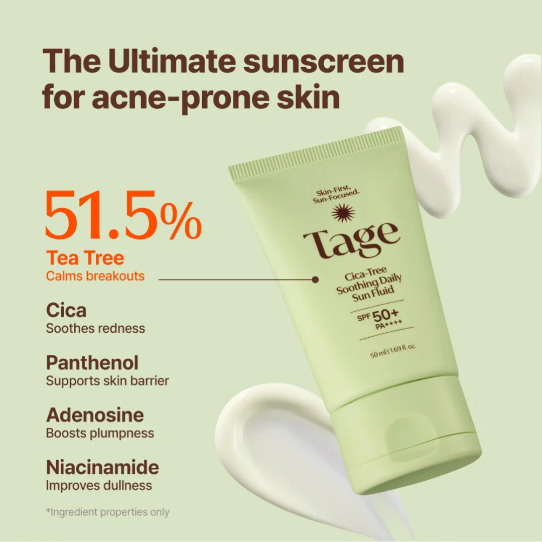 TAGE - Cica-Tree Soothing Daily Sun Fluid SPF50+ - 50ml | Protector Solar Facial Calmante