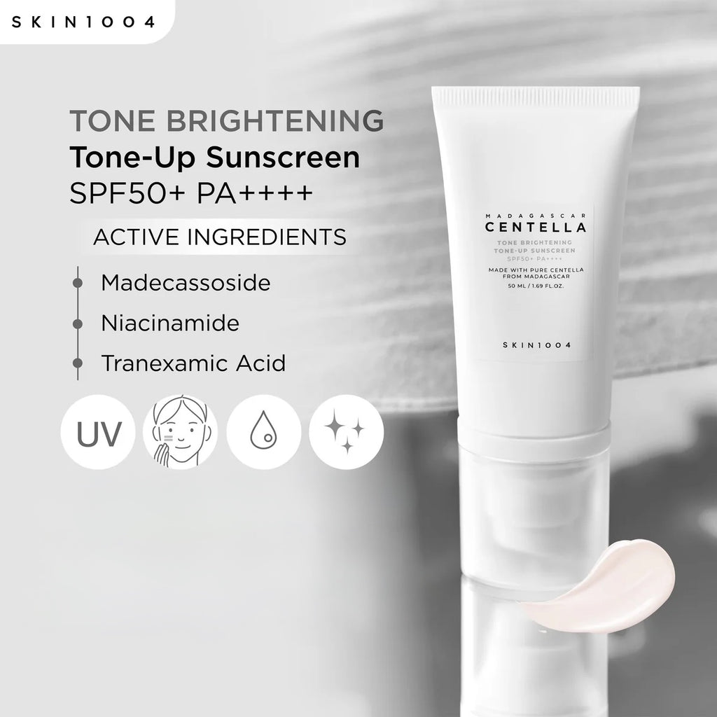 SKIN1004 - Madagascar Centella Tone-Up Sunscreen - 50ml | Protector Solar Iluminador y Aclarante con Centella Asiática
