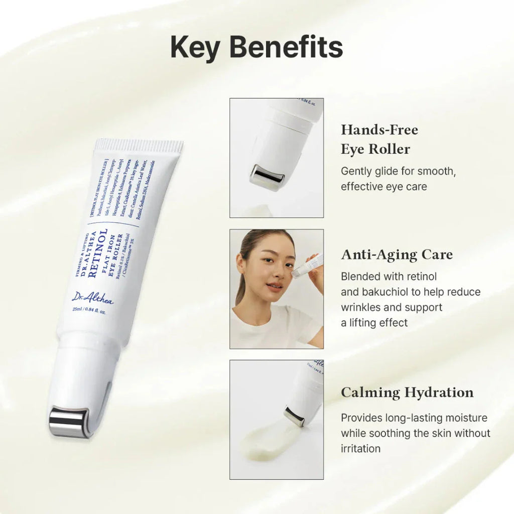Dr. Althea - Retinol Flat Iron Eye Roller - 25ml | Contorno de Ojos Antiedad con Retinol para Suavizar Líneas y Reafirmar la Piel