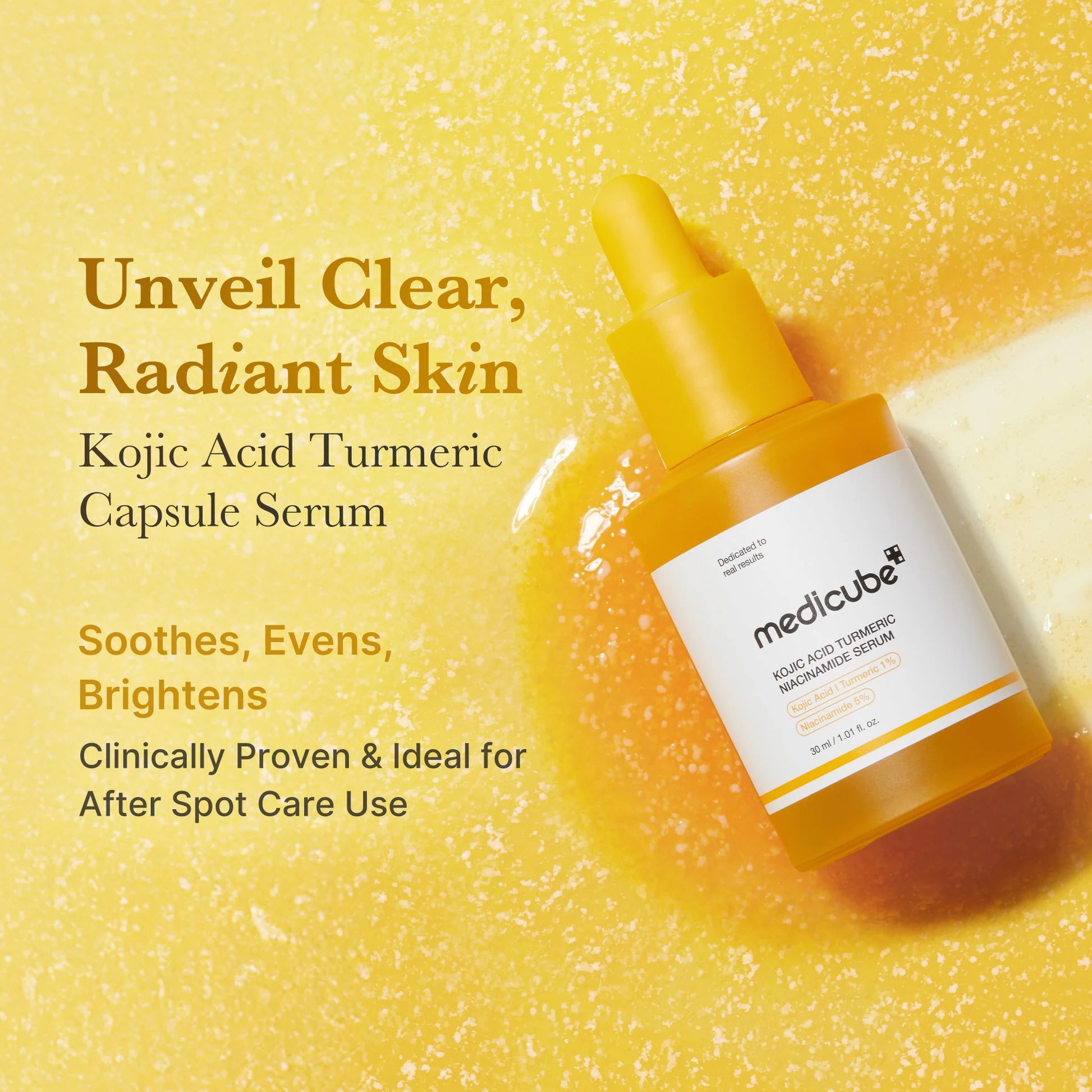 Medicube - Kojic Acid Turmeric Niacinamide Serum - 30ml | Sérum Iluminador y Antimanchas con Ácido Kójico, Cúrcuma y Niacinamida