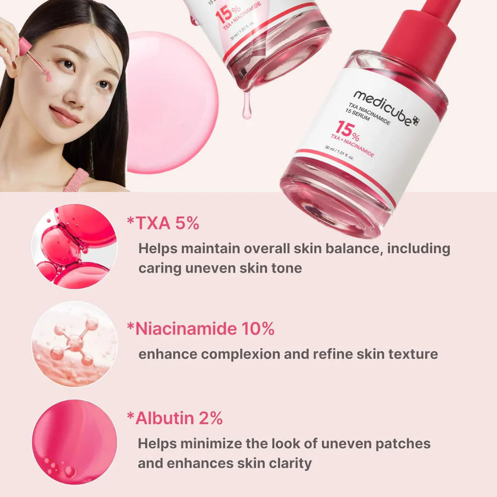 Medicube - TXA Niacinamide 15 Serum - 30ml | Sérum Iluminador y Antimanchas con Ácido Tranexámico y Niacinamida
