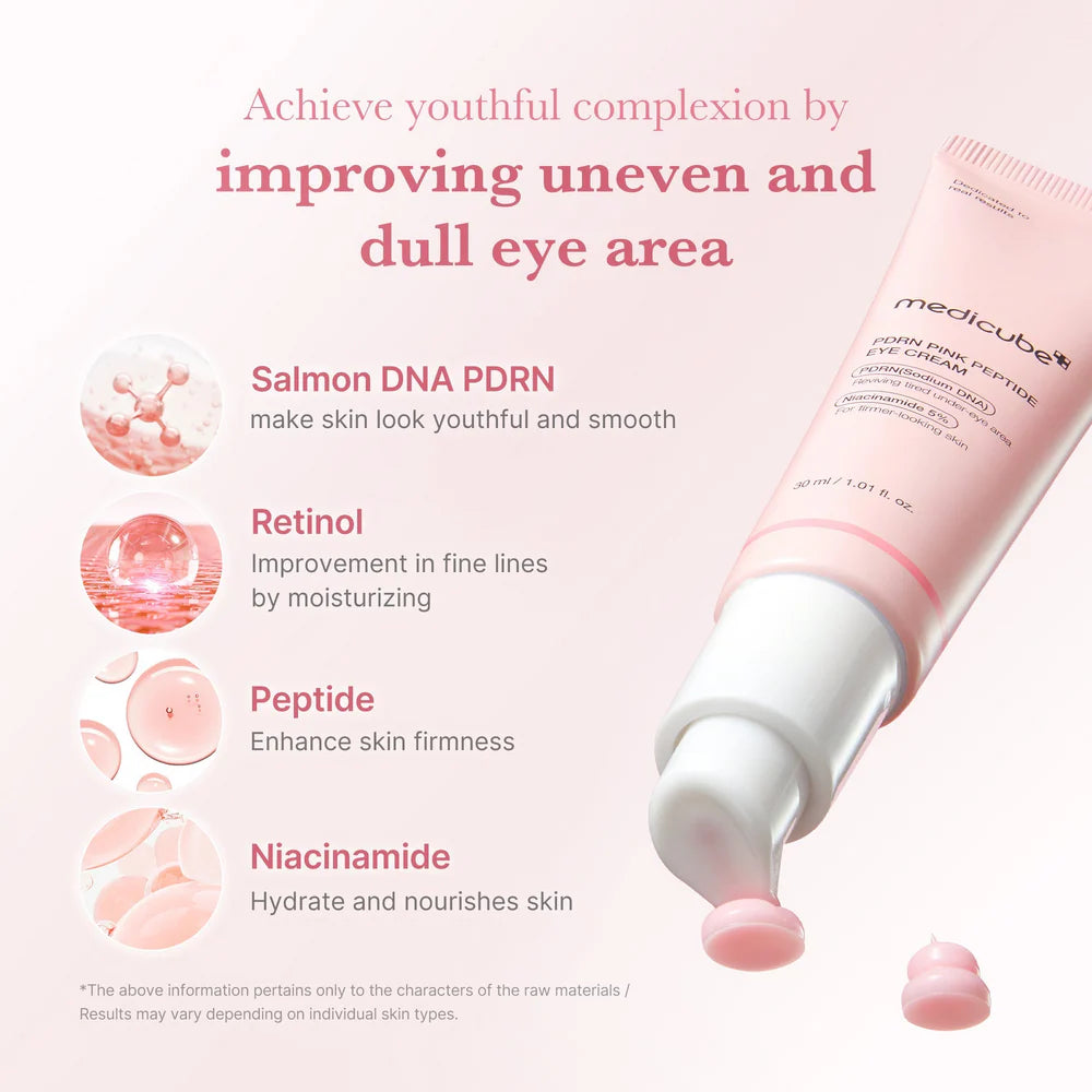 Medicube - PDRN Pink Peptide Eye Cream - 30ml | Contorno de Ojos Antiedad e Iluminador