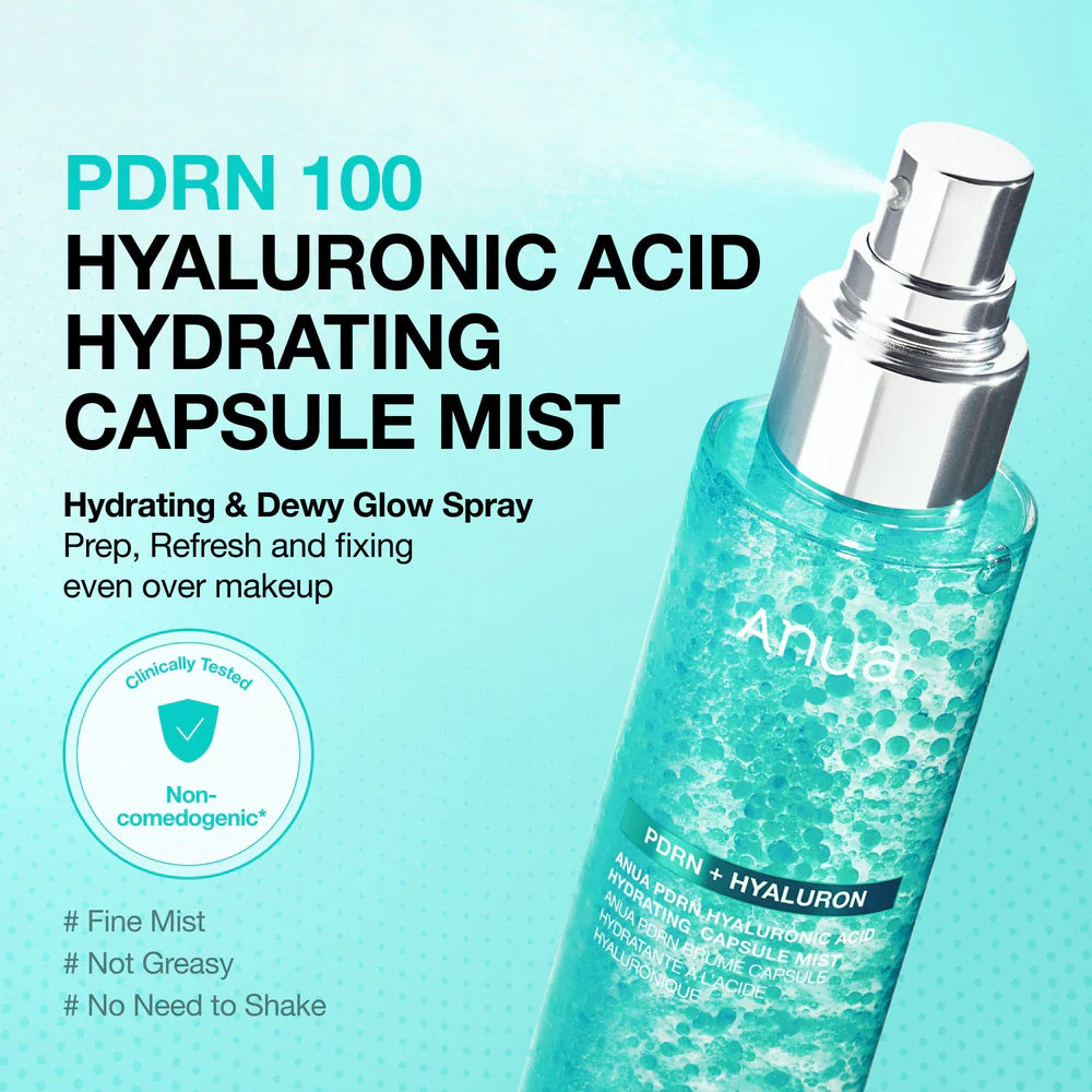 ANUA - PDRN Hyaluronic Acid Hydrating Capsule Mist | Bruma Hidratante Intensiva Con PDRN Y Cápsulas De Ácido Hialurónico Para Mayor Elasticidad