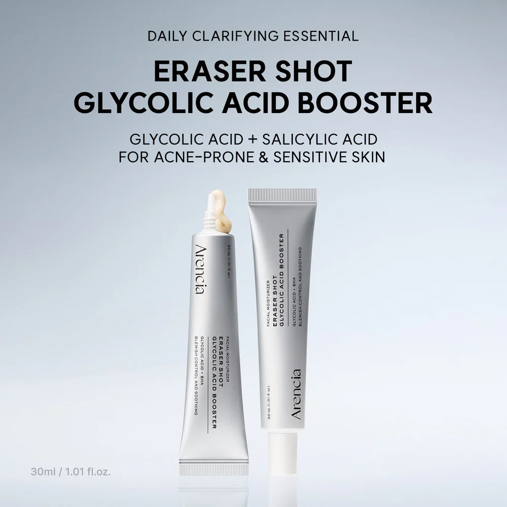 Arencia - Eraser Shot Glycolic Acid Booster - 30ml | Booster Exfoliante Con Ácido Glicólico Para Renovar La Textura Y Unificar El Tono