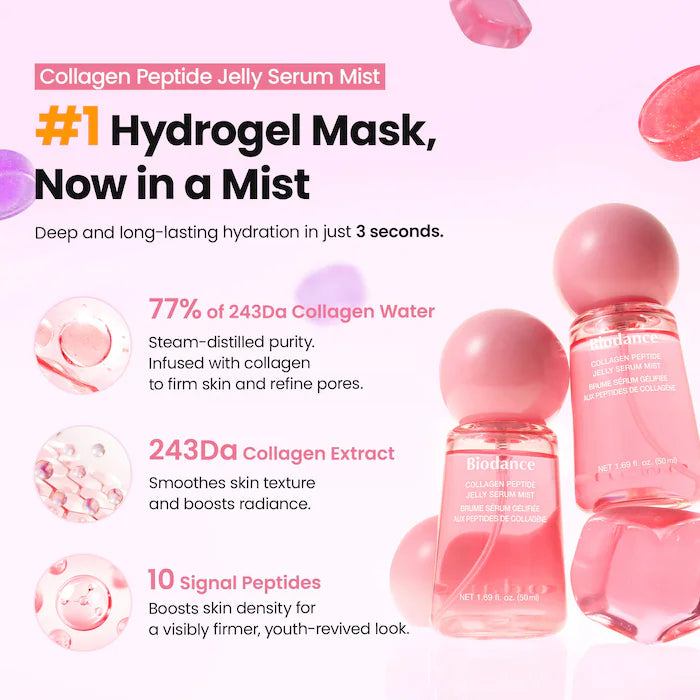 BIODANCE - Collagen Peptide Jelly Serum Mist - 50ml | Bruma Reafirmante Con Péptidos De Colágeno Para Un Efecto Lifting Y Resplandor Jelly