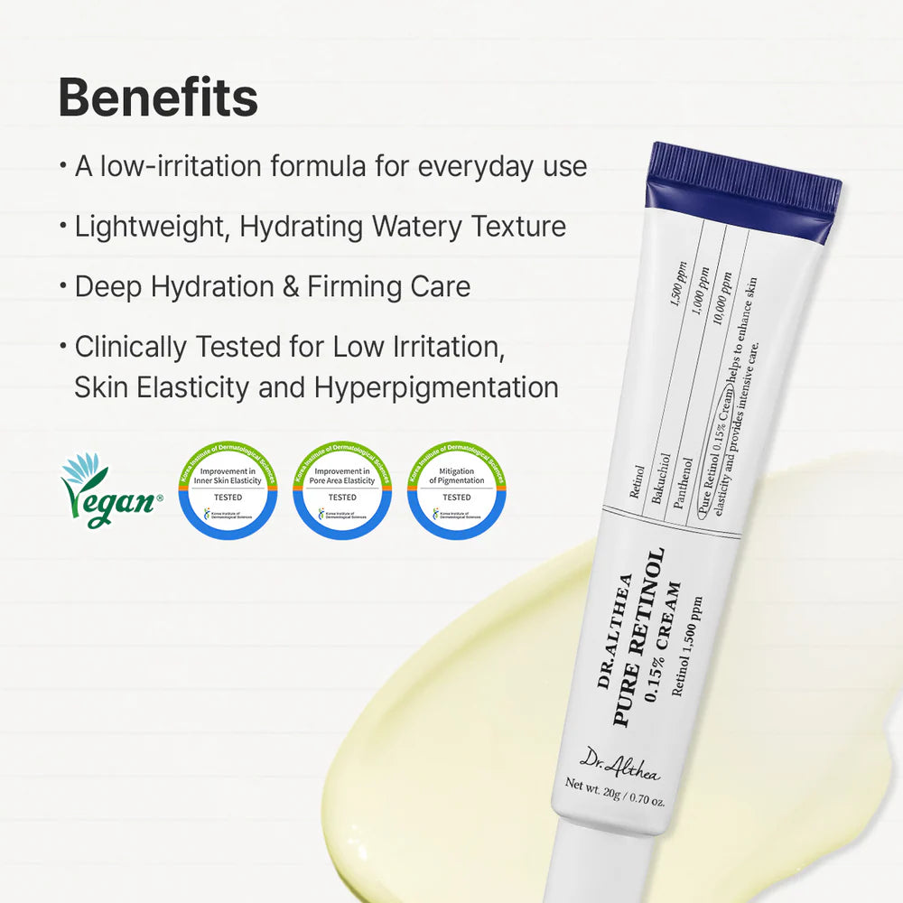 Dr. Althea - Pure Retinol 0.15% Cream - 20g | Crema Antiedad Renovadora Y Rejuvenecedora Con Retinol Puro Y Adenosina