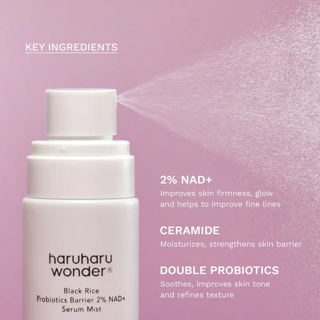 Haruharu Wonder - Black Rice Probiotics Barrier NAD+ Serum Mist - 80ml | Bruma Facial Fortalecedora Y Antiedad Con Arroz Negro, Probióticos Y NAD+