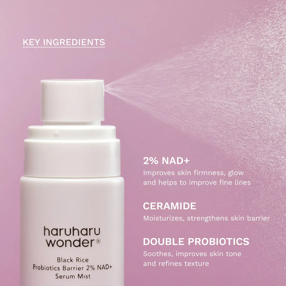Haruharu Wonder - Black Rice Probiotics Barrier NAD+ Serum Mist - 80ml | Bruma Facial Fortalecedora Y Antiedad Con Arroz Negro, Probióticos Y NAD+