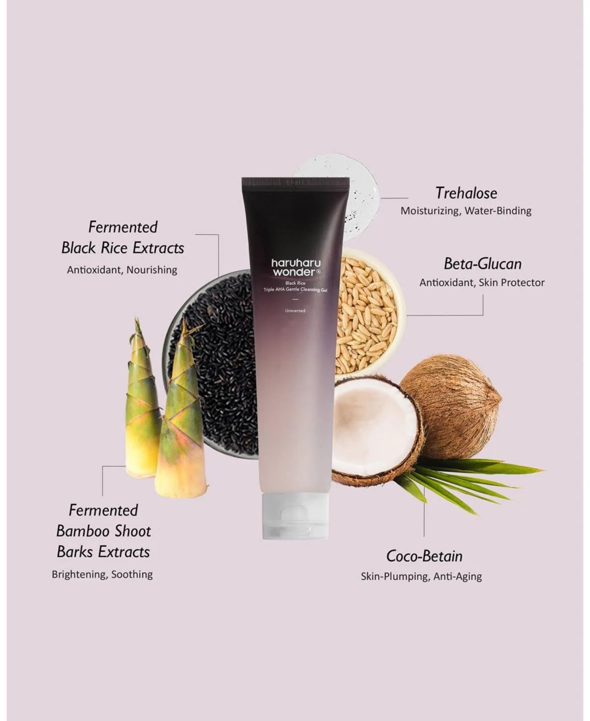 Haruharu Wonder - Black Rice Triple AHA Gentle Cleansing Gel - 100ml | Gel Limpiador Suave Y Exfoliante Con Arroz Negro Y Triple AHA