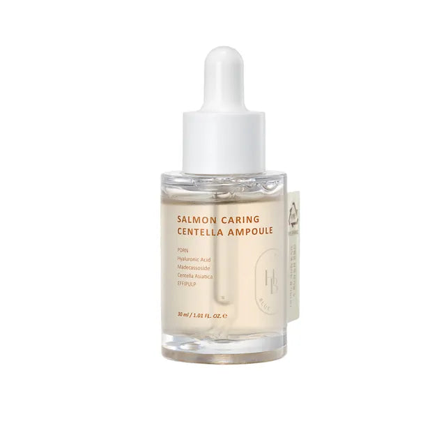 HEVEBLUE - Salmon Caring Centella Ampoule - 30ml | Ampolleta Calmante Y Regeneradora Con Centella Para Reparar Y Nutrir La Piel