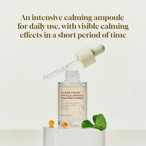 HEVEBLUE - Salmon Caring Centella Ampoule - 30ml | Ampolleta Calmante Y Regeneradora Con Centella Para Reparar Y Nutrir La Piel