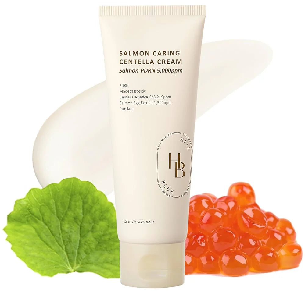 HEVEBLUE - Salmon Caring Centella Cream - 100ml | Crema Reparadora Y Nutritiva Con Centella Para Calmar Y Fortalecer La Piel