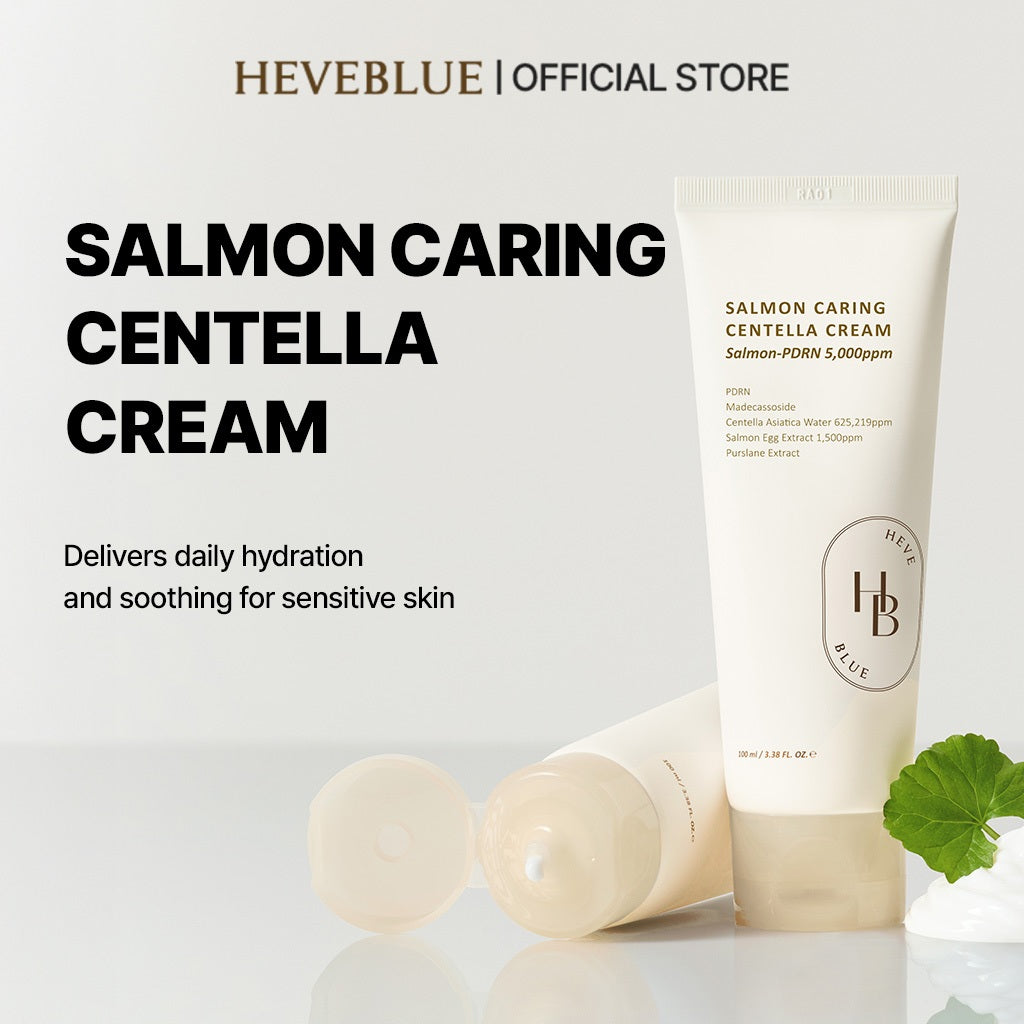 HEVEBLUE - Salmon Caring Centella Cream - 100ml | Crema Reparadora Y Nutritiva Con Centella Para Calmar Y Fortalecer La Piel