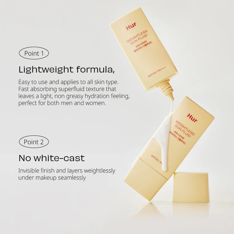 House of Hur - Weightless Sun Fluid SPF 50+ PA++++ - 50ml | Protector Solar Fluido Ultra Ligero E Hidratante Con Acabado Invisible Y Protección Alta