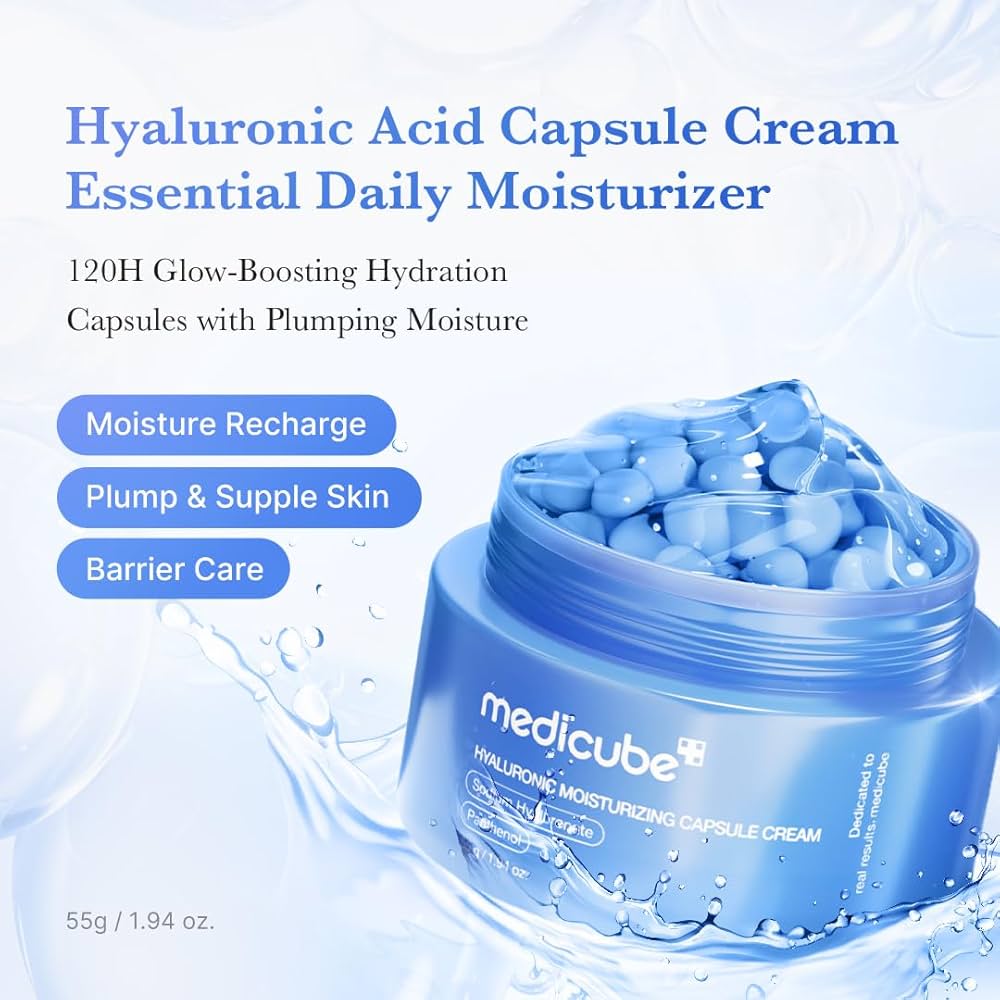Medicube - Hyaluronic Moisturizing Capsule Cream - 55g | Crema Hidratante Intensiva En Cápsulas Con Ácido Hialurónico Para Una Piel Tersa Y Radiante