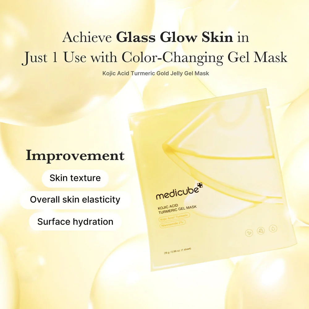 Medicube - Kojic Acid Turmeric Brightening Gel Mask - 1pz | Mascarilla De Hidrogel Iluminadora Y Unificadora De Tono Con Ácido Kójico Y Cúrcuma