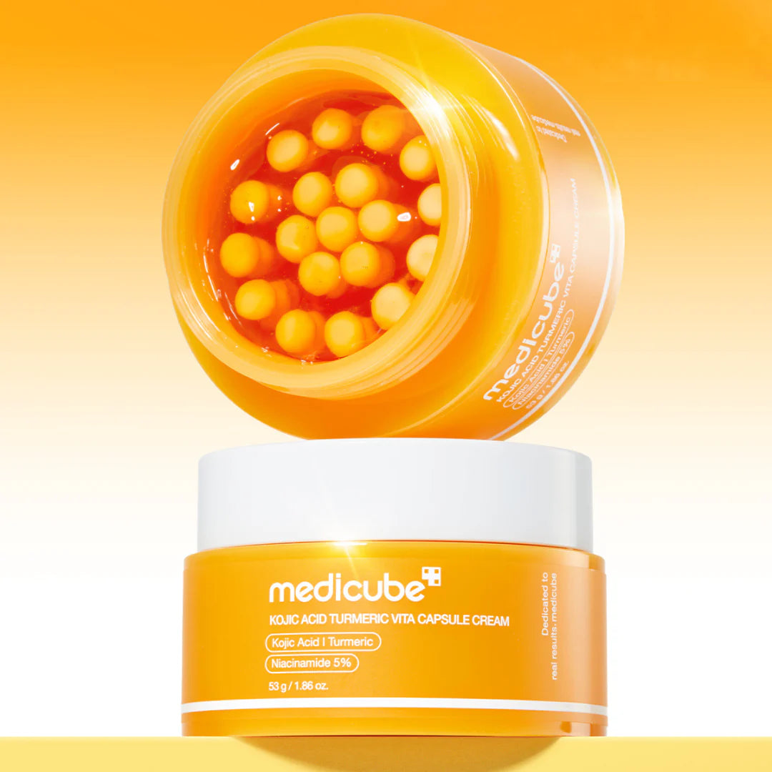 Medicube - Kojic Acid Turmeric Vita Capsule Cream - 50ml | Crema Iluminadora Y Antioxidante En Cápsulas Con Ácido Kójico, Cúrcuma Y Vitaminas