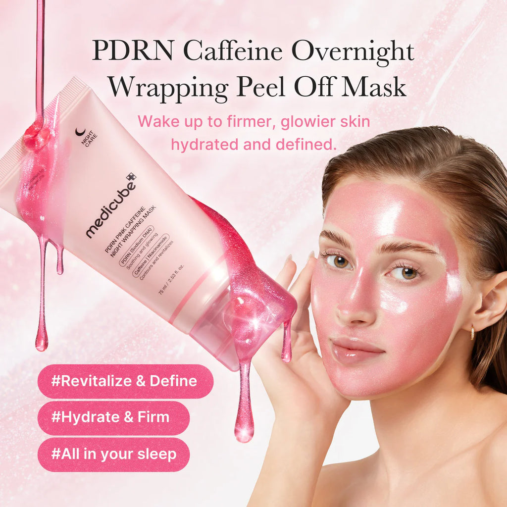 Medicube - PDRN Pink Caffeine Night Wrapping Mask - 75ml | Mascarilla Nocturna Reafirmante Y Revitalizante Con Cafeína Y PDRN