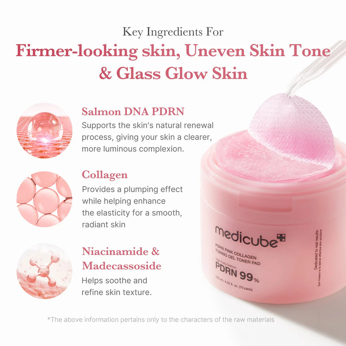 Medicube - PDRN Pink Collagen Toning Gel Toner Pad - 70 pads | Pads Tonificantes E Iluminadores Con Colágeno Y PDRN