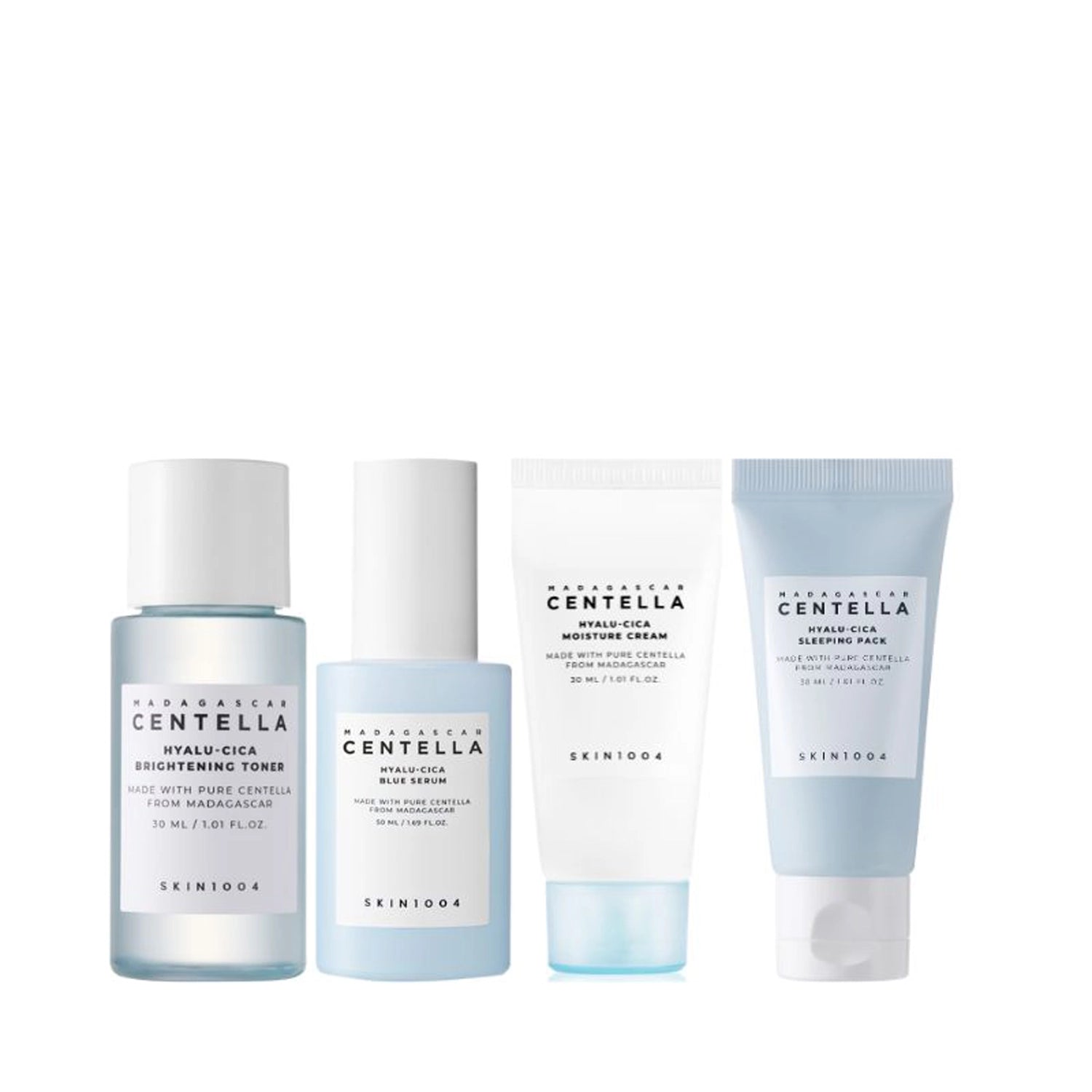 SKIN1004 - Madagascar Centella Hyalu-Cica Travel Kit - 4 pzas | Set De Viaje Hidratante Y Calmante Con Centella Asiática Y Ácido Hialurónico