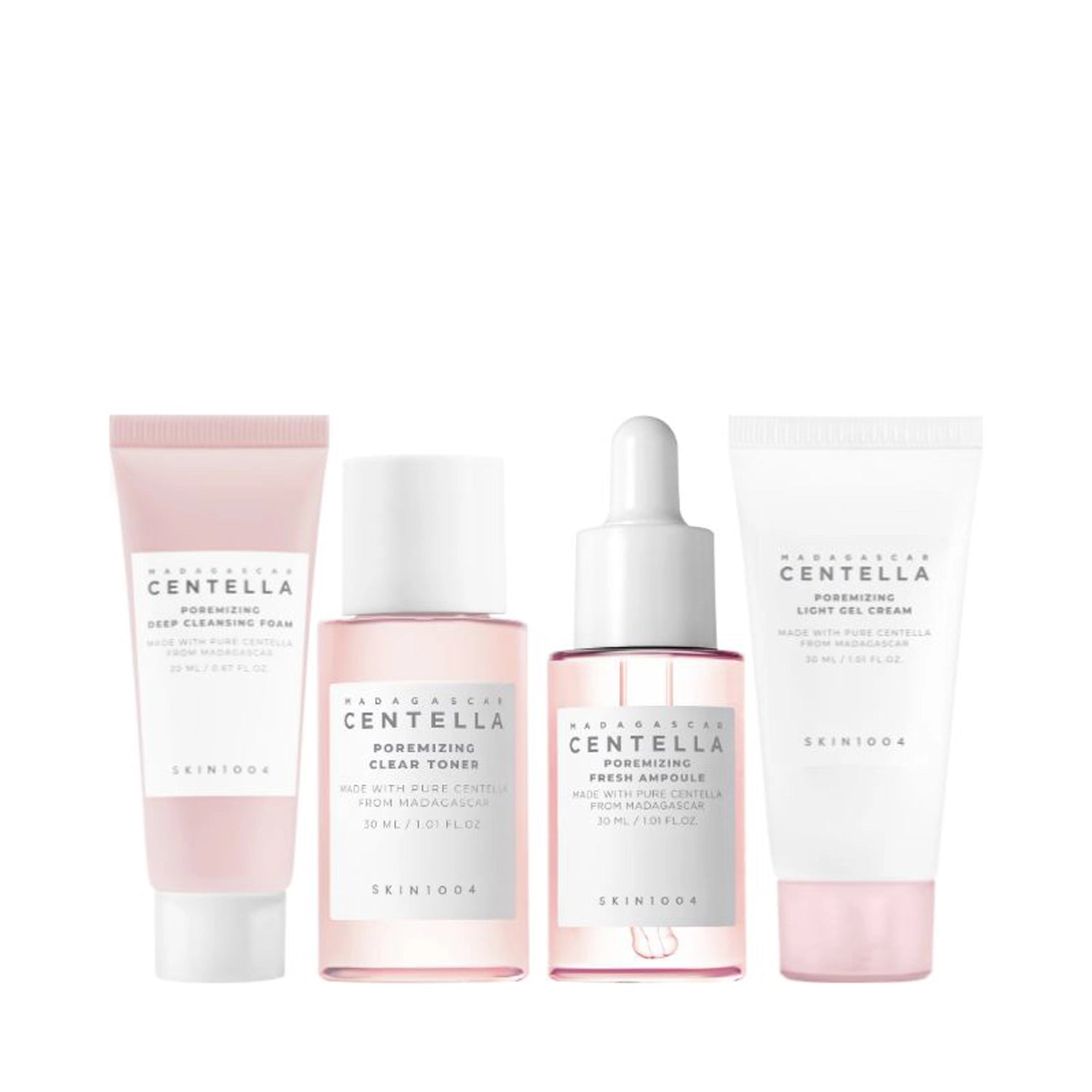 SKIN1004 - Madagascar Centella Poremizing Travel Kit - 4 pzas | Set De Viaje Refinador De Poros Y Control De Sebo Con Sal Rosa Del Himalaya
