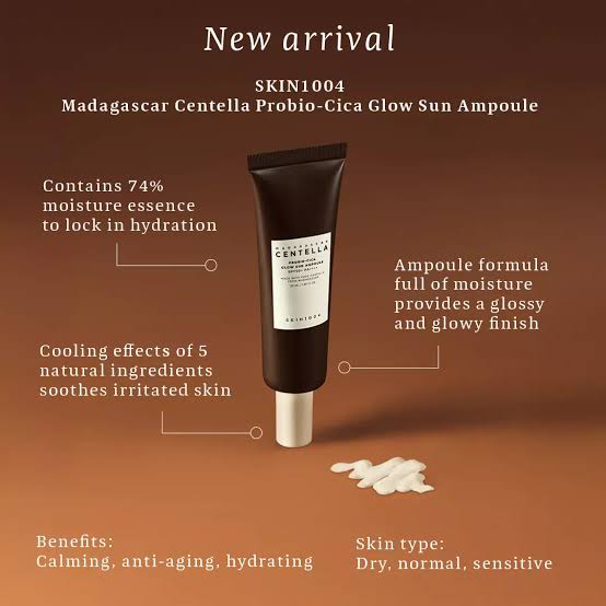 SKIN1004 - Madagascar Centella Probio-Cica Glow Sun Ampoule - 50ml | Protector Solar En Suero Altamente Hidratante Y Nutritivo Con Probióticos Y Centella Fermentada