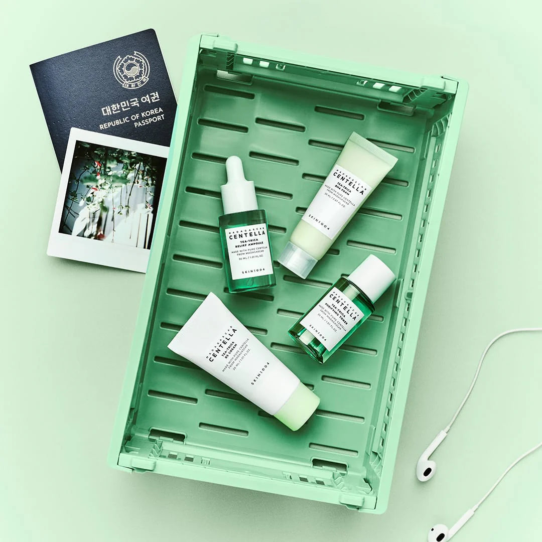 SKIN1004 - Madagascar Centella Tea-Trica Travel Kit - 4 pzas | Set De Viaje Calmante Y Purificante Para Piel Sensible Con Tendencia Acneica