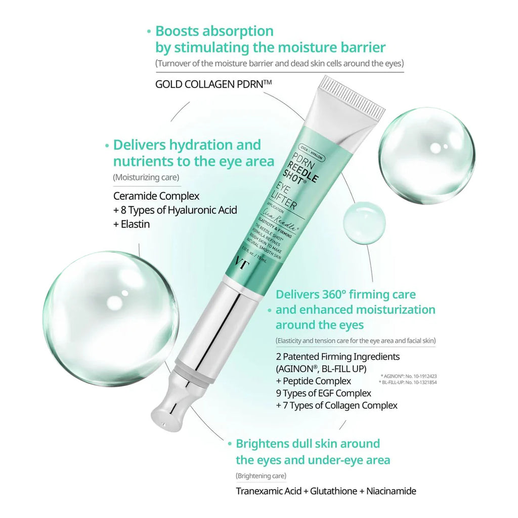 VT - PDRN Reedle Shot Eye Lifter - 15ml | Suero Reafirmante Y Revitalizante Para El Contorno De Ojos Con Aplicador Vibratorio
