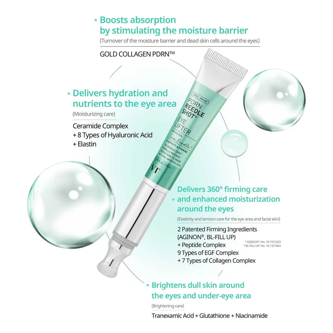 VT - PDRN Reedle Shot Eye Lifter - 15ml | Suero Reafirmante Y Revitalizante Para El Contorno De Ojos Con Aplicador Vibratorio