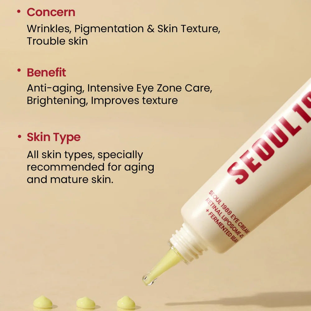 KSECRET - SEOUL 1988 Eye Cream : Retinal Liposome 4% + Fermented Bean | Contorno de ojos antiedad