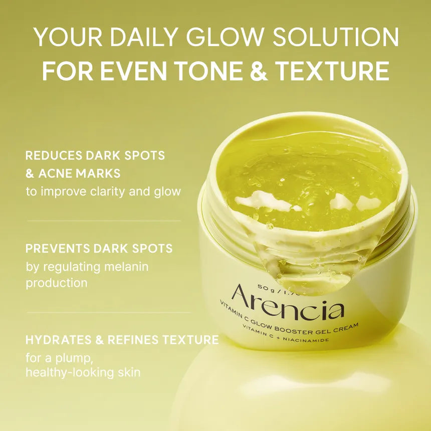 ARENCIA - Vitamin C Glow Booster Gel Cream - 50g | Gel Crema Iluminadora con Vitamina C para Unificar el Tono