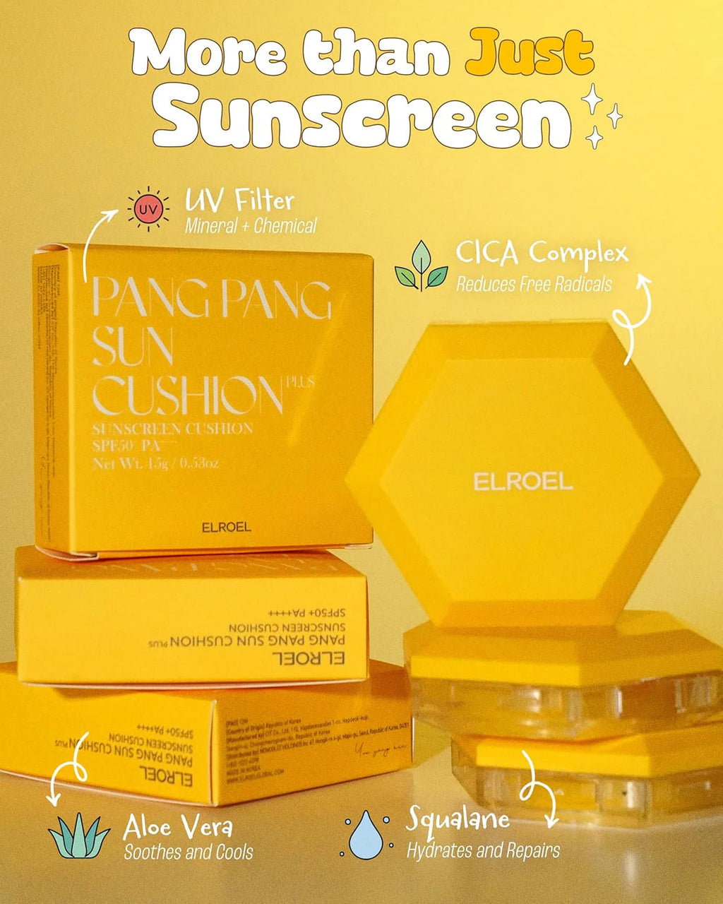 ELROEL - Pang Pang Sun Cushion Plus - 15g | Protector Solar e Iluminador