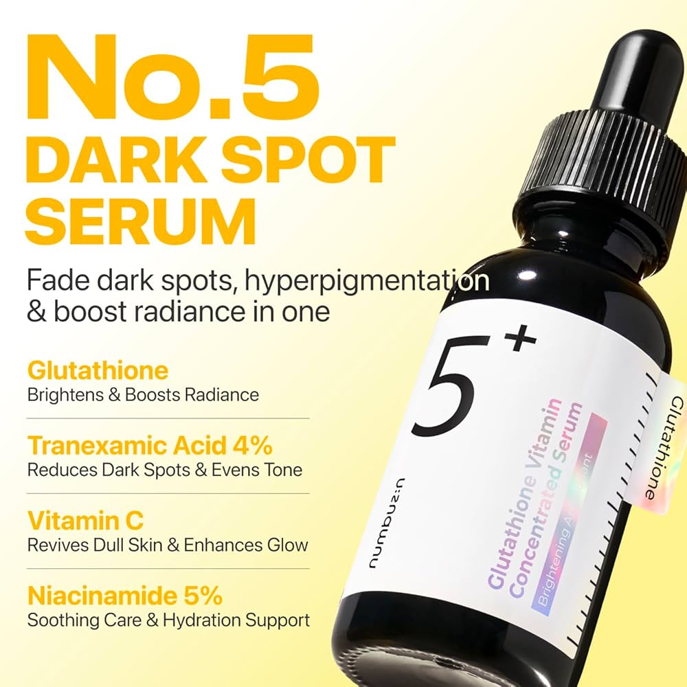Numbuzin - No.5+ Glutathione Vitamin Concentrated Serum - 30ml | Sérum Iluminador para Manchas con Glutatión