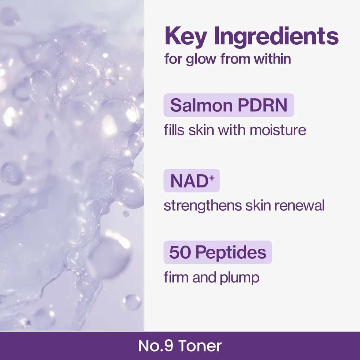 Numbuzin - No.9 NAD PDRN Glow Boosting Toner - 150ml | Tónico Reafirmante e Iluminador con PDRN