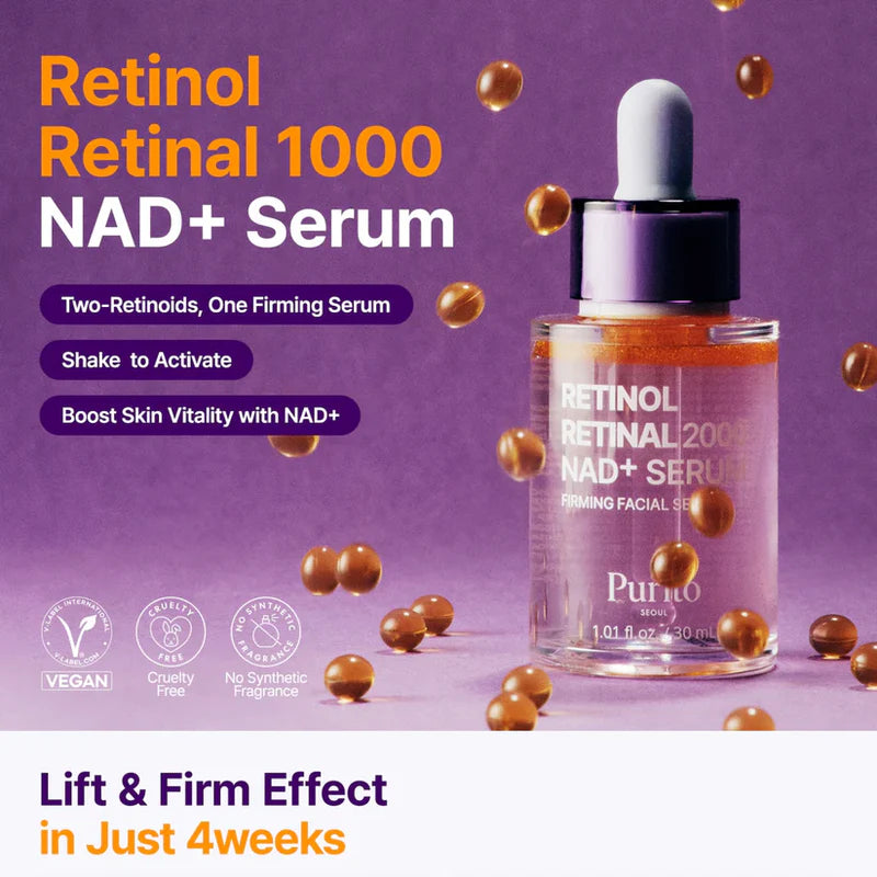 PURITO SEOUL - Retinol Retinal 2000 NAD+ Serum - 30ml | Sérum Antiedad con Retinal y NAD+