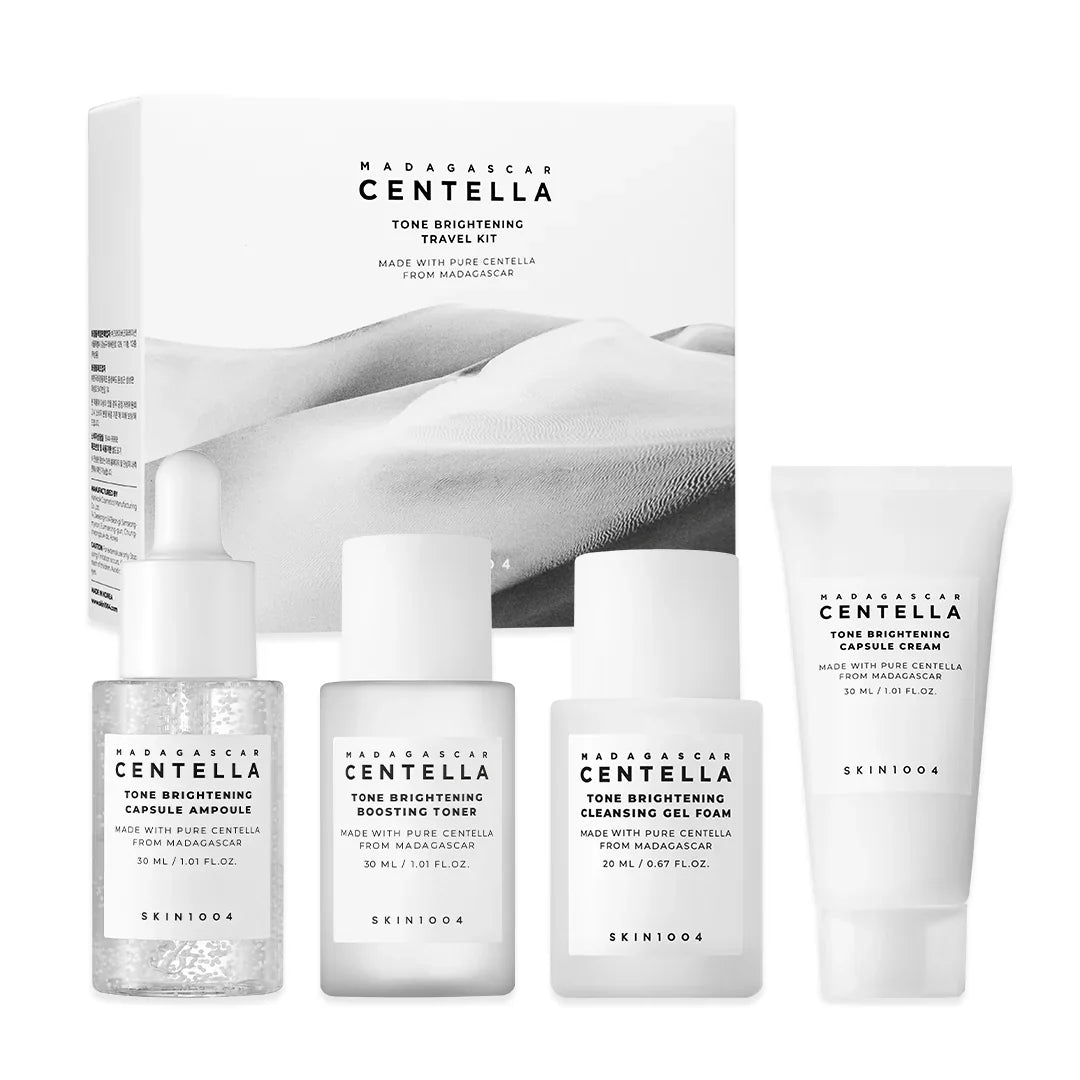 SKIN1004 - Madagascar Centella Tone Brightening Travel Kit - 4 piezas | Kit Iluminador para Manchas y Tono Irregular