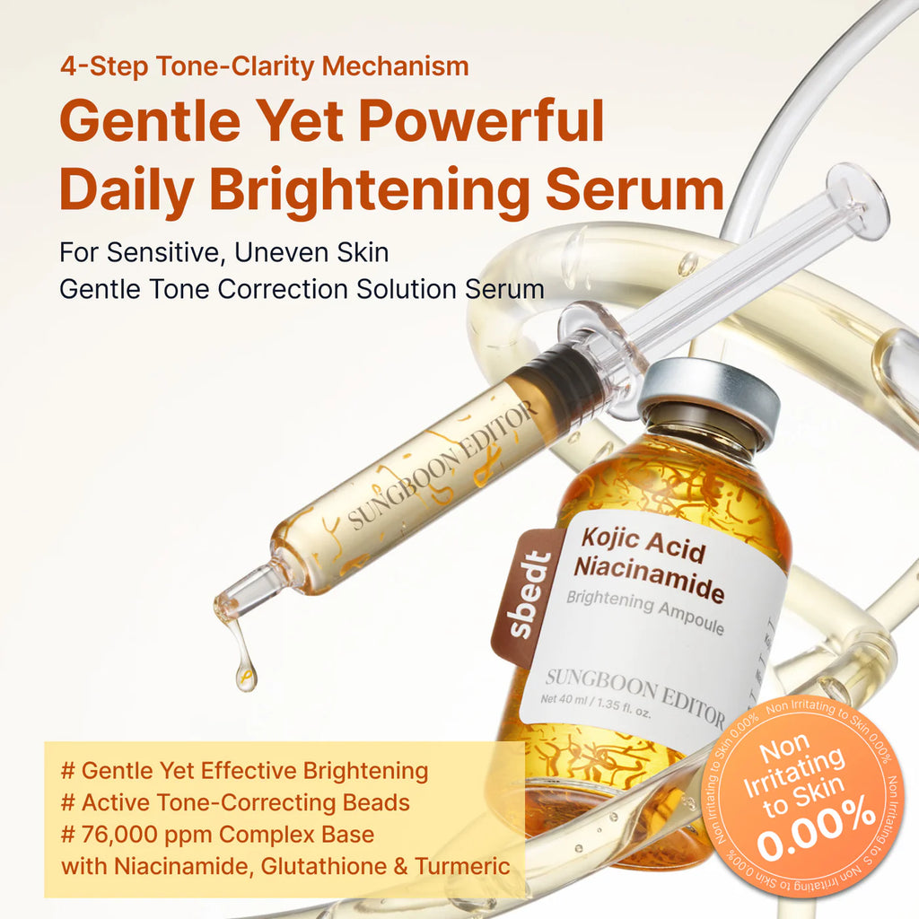 Sungboon Editor - Kojic Acid Niacinamide Brightening Ampoule - 40ml | Ampoule Iluminadora para Manchas con Ácido Kójico y Niacinamida